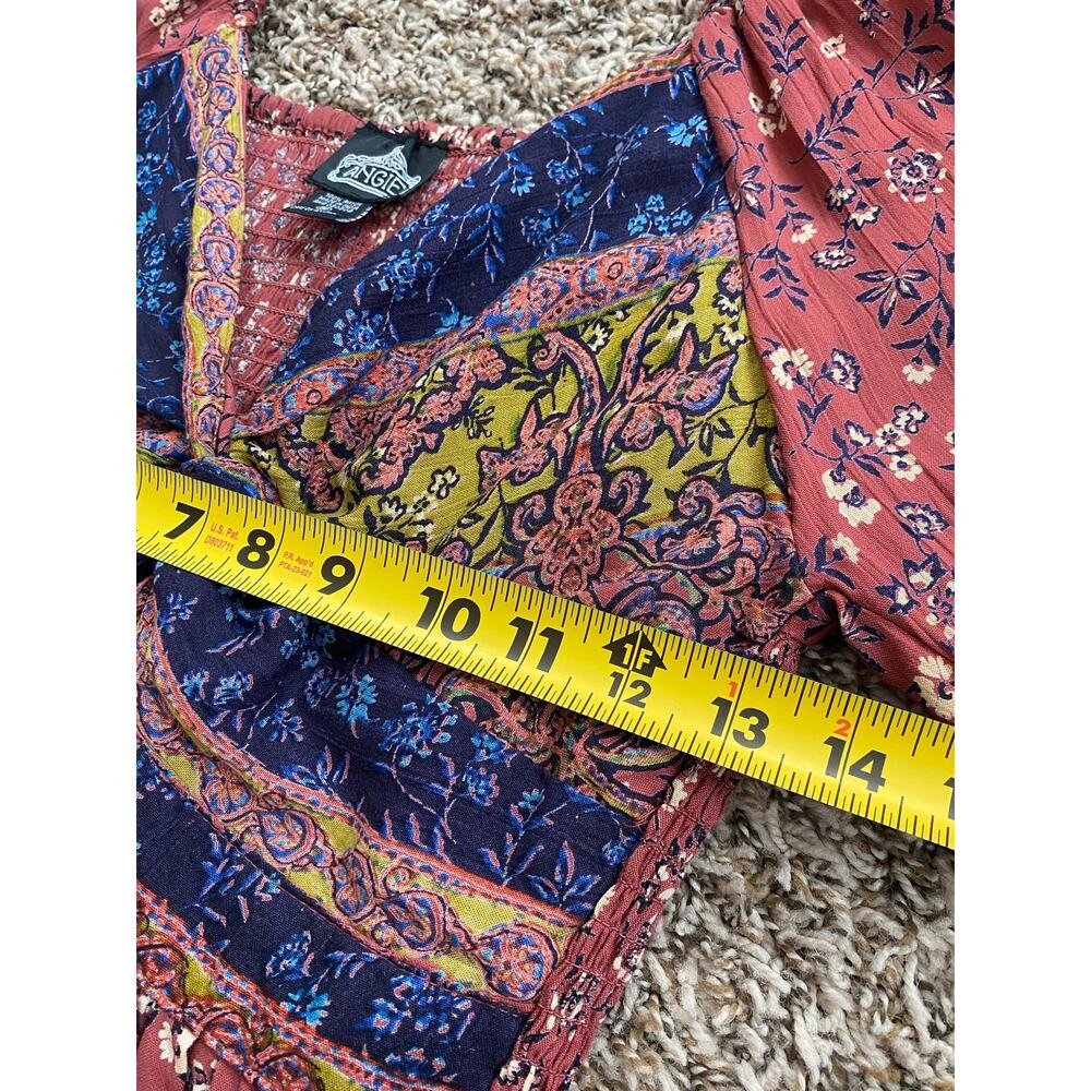 Angie Boho Paisley Floral Twist Front Cutout Maxi Dress M Terracota Fall Cutout - Picture 7 of 8